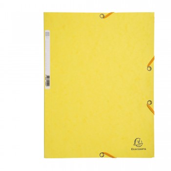 Cartellina con elastico - cartoncino lustrE' - 3 lembi - 400 gr - 24x32 cm - giallo limone - Exacompta