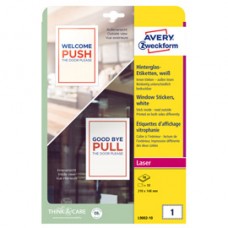 Etichette adesive per finestre - in carta - con pellicola - laser - rimovibili - 210 x 148 mm - 1et/fg - 10 fogli - bianco - Avery