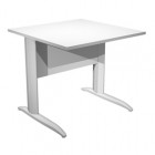 Scrivania lineare Easy - 80 x 80 x 72 cm - Bianco/grigio alluminio - Artexport
