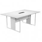 Tavolo riunione Essence - 180 x 110 cm - Bianco - Gamba bianca - Top nero - Artexport