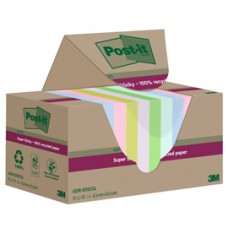 Blocco foglietti Post it® SuperSticky Green - 622R-SS12COL - 47,6 x 47,6 mm - carta riciclata - colori pastello assortiti - 70 fogli - Post it® - conf. 12 blocchi