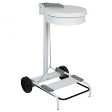 Carrello portasacco - 54,6x60xH94cm - con ruote - 110L - acciaio - bianco - Stlcasa