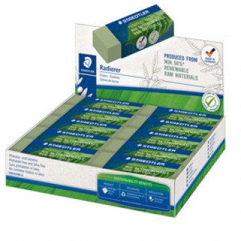 Gomma Eco 526 - 65 x 23 x 13 mm - per matita - verde - Staedtler - conf. 20 pezzi