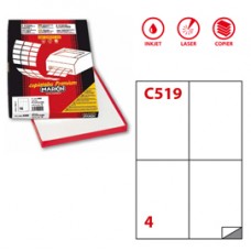 Etichette adesive C/519 - in carta - permanenti - 105 x 148,5 mm - 4 et/fg - 100 fogli - bianco - Markin