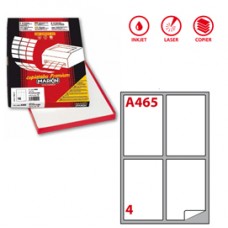 Etichette adesive A/465 - in carta - angoli arrotondati - permanenti - 139 x 99,1 mm - 4 et/fg - 100 fogli - bianco - Markin