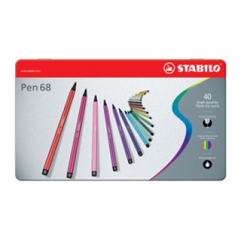 Pennarelli Pen 68 - colori assortii - Stabilo - scatola in metallo 40 pezzi