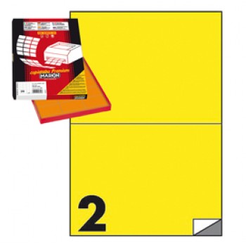 Etichette adesive C/509 - in carta - permanenti - 210 x 148,5 mm - 2 et/fg - 100 fogli - giallo - Markin