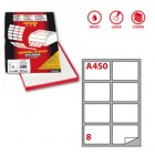 Etichette adesive A/450 - in carta - angoli arrotondati - permanenti - 99,1 x 67,7 mm - 8 et/fg - 100 fogli - bianco - Markin