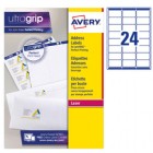 Etichette adesive L7159 - in carta - angoli arrotondati - permanenti - 63,5 x 33,9 mm - 24 et/fg - 100 fogli - bianco - Avery