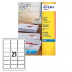 Etichette adesive J8160 - in carta - angoli arrotondati - inkjet - permanenti - 63,5 x 38,1 mm - 21 et/fg - 25 fogli - bianco - Avery
