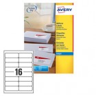 Etichette adesive J8162 - in carta - angoli arrotondati - inkjet - permanenti - 99,1 x 33,9 mm - 16 et/fg - 25 fogli - bianco - Avery