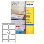 Etichette adesive J8163 - in carta - angoli arrotondati - inkjet - permanenti - 99,1 x 38,1 mm - 14 et/fg - 25 fogli - bianco - Avery