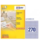 Etichette adesive L4730REV - in carta - angoli arrotondati - rimovibili - 17,8 x 10 mm - 270 et/fg - 25 fogli - bianco - Avery
