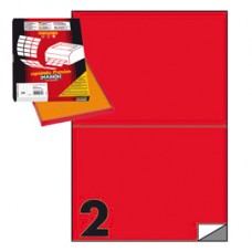 Etichette adesive C/509 - in carta - permanenti - 210 x 148,5 mm - 2 et/fg - 100 fogli - rosso - Markin