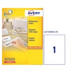 Etichette adesive L4735REV - in carta - angoli arrotondati - rimovibili - 210 x 297 mm - 1 et/fg - 25 fogli - bianco - Avery