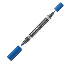 Pennarello Lumocolor Permanent Duo 348 punta feltro - punta 0,6mm e 1,5mm - blu - Staedtler