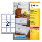 Etichette adesive - in carta riciclata - laser - permanenti - 63,5 x 38,1 mm - 21 et/fg - 100 fogli - bianco - Avery