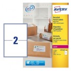 Etichette adesive - in carta riciclata - angoli arrotondati - laser - permanenti - 199,6 x 143,5 mm - 2 et/fg - 100 fogli - bianco - Avery