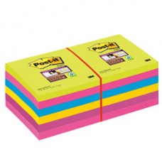 Blocco foglietti Post it® Super Sticky - 654-12SSUCC - 76 x 76 mm - colori Ultra - 90 fogli - Post it®