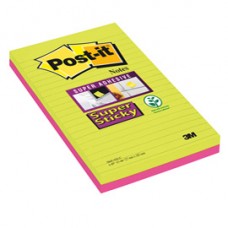 Blocco foglietti Post it® Super Sticky rettangolari - 5845-4SSUC - a righe - 127 x 203 mm - colori Ultra - 45 fogli - Post it®