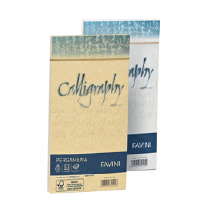 Busta Calligraphy Pergamena - 110 x 220 mm - 90 gr - crema 05 - Favini -  conf. 25 pezzi