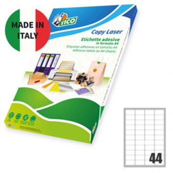 Etichette adesive LP4F - in carta - angoli arrotondati - permanenti - 47,5 x 25,5 mm - 44 et/fg - 70 fogli - verde fluo - Tico