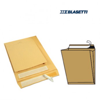 Busta a sacco Mailpack - soffietti laterali - fondo preformato - strip adesivo - 25 x 35,3 x 4 cm - 120 gr - avana - Blasetti - conf. 10 pezzi