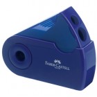 Temperamatite Sleeve con contenitore - 2 fori - con serbatoio - 70x34x20mm - rosso e blu assortiti - Faber Castell