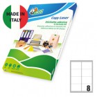 Etichette adesive LP4F - in carta - angoli arrotondati - permanenti - 99,1 x 67,7 mm - 8 et/fg - 70 fogli - rosso fluo - Tico