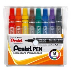 Marcatore permanente N50 - punta tonda - astuccio 8 colori assortiti - Pentel