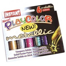 Tempera solida in stick Playcolor - 10gr - colori assortiti - Instant - astuccio 6 stick metal