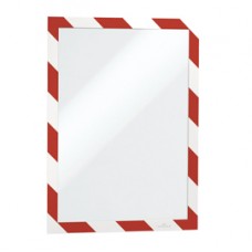 Cornice Duraframe Security - adesiva - pannello magnetico - A4  (21 x 29,7 cm) - rosso/bianco - Durable