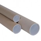 Tubo - con doppio tappo trasparente - diametro 6 cm - H 50 cm - cartone - avana - Polyedra