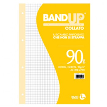 Blocco collato BandUp - fori rinforzati - A4 - quadretto 5mm - 40 fogli - 90gr - BM