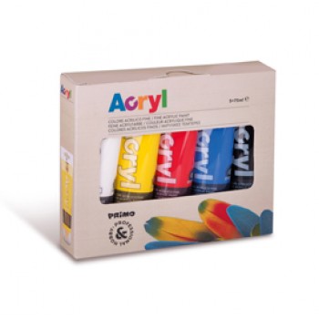 Colori Acryl - 75ml - colori assortiti - Primo - astuccio 5 colori