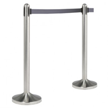 Colonnina segnapercorso cromata - altezza 100 cm - nastro retrattile grigio da 210 cm - Securit