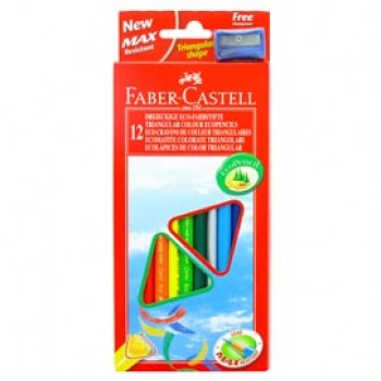 Matite colorate Eco triangolari - diametro mina 3 mm - Faber Castell - astuccio 12 pezzi  con temperino