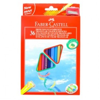 Matite colorate Eco triangolari - diametro mina 3 mm - con temperino - colori assortiti - Faber Castell - astuccio 36 pezzi