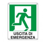 Cartello segnalatore -  25x31 cm - USCITA DI EMERGENZA (destra) - alluminio - Cartelli Segnalatori
