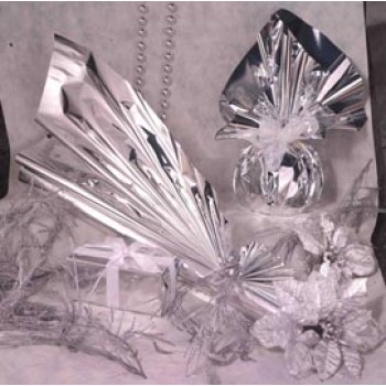 Busta regalo - con patella adesiva - 16 x 21 + 4 cm - 30 micron - PPL - metal lucido - argento - PNP - conf. 50 pezzi