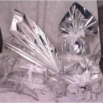 Busta regalo - con patella adesiva - 20 x 35 + 5 cm - 30 micron - PPL - metal lucido - argento - PNP - conf. 50 pezzi