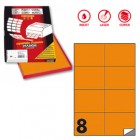 Etichette adesive C/512 - in carta - permanenti - 105 x 74,25 mm - 8 et/fg - 100 fogli - arancio fluo - Markin