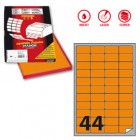Etichette adesive A/406 - in carta - permanenti - 47,5 x 25,5 mm - 44 et/fg - 100 fogli - arancio fluo - Markin