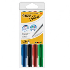 Pennarello Whiteboard Marker Velleda 1741 - punta tonda 1,4 mm - colori assortiti - Bic - astuccio 4 pezzi