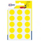 Etichette adesive tonde PSA - in carta - permanenti - diametro 19 mm - 15 et/fg - 6 fogli - giallo - Avery