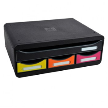 Cassettiera Toolbox  - 27 x 35,5 x 13,5 cm - 4 cassetti - nero/arlecchino - E x acompta