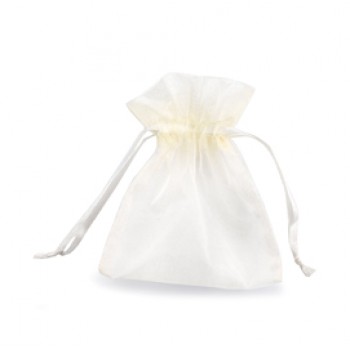 Sacchetti bomboniera Milly - 8,5 x 10 cm - organza - avorio - PNP - conf. 20 pezzi