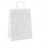 Shopper - maniglie cordino - 18 x 8 x 24 cm - carta kraft - bianco - Mainetti Bags - conf. 25 pezzi