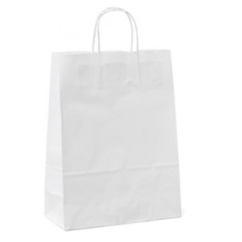 Shopper - maniglie cordino - 54 x 14 x 45 cm - carta kraft - bianco - Mainetti Bags - conf. 10 pezzi