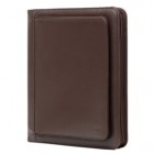 Portablocco Office - ecopelle - con zip - 26x34 cm - marrone - InTempo